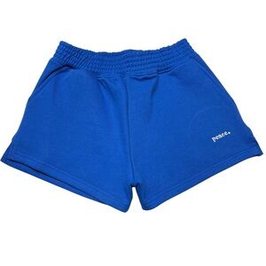 Peace Collective Blue Athletic Shorts with Elastic‎ Waistband Peace Embroidery